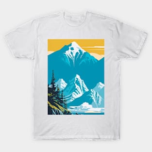 River falling into a lagoon with mountains T-Shirt